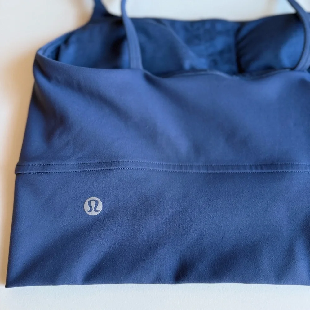 Lululemon Women’s Blue Longline Sports Bra Crop Top Stretch Athletic Yoga Size 2
